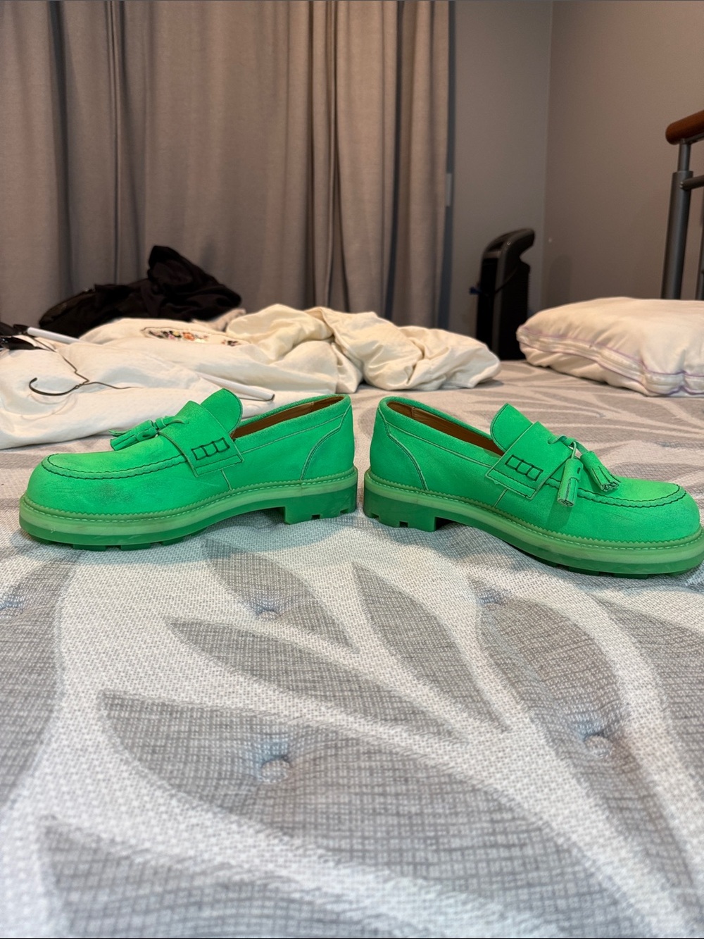 John Fluevog Unisex Vibrant Green Tassel Loafers Men’s 8 - Woman’s 10 - Picture 6 of 6